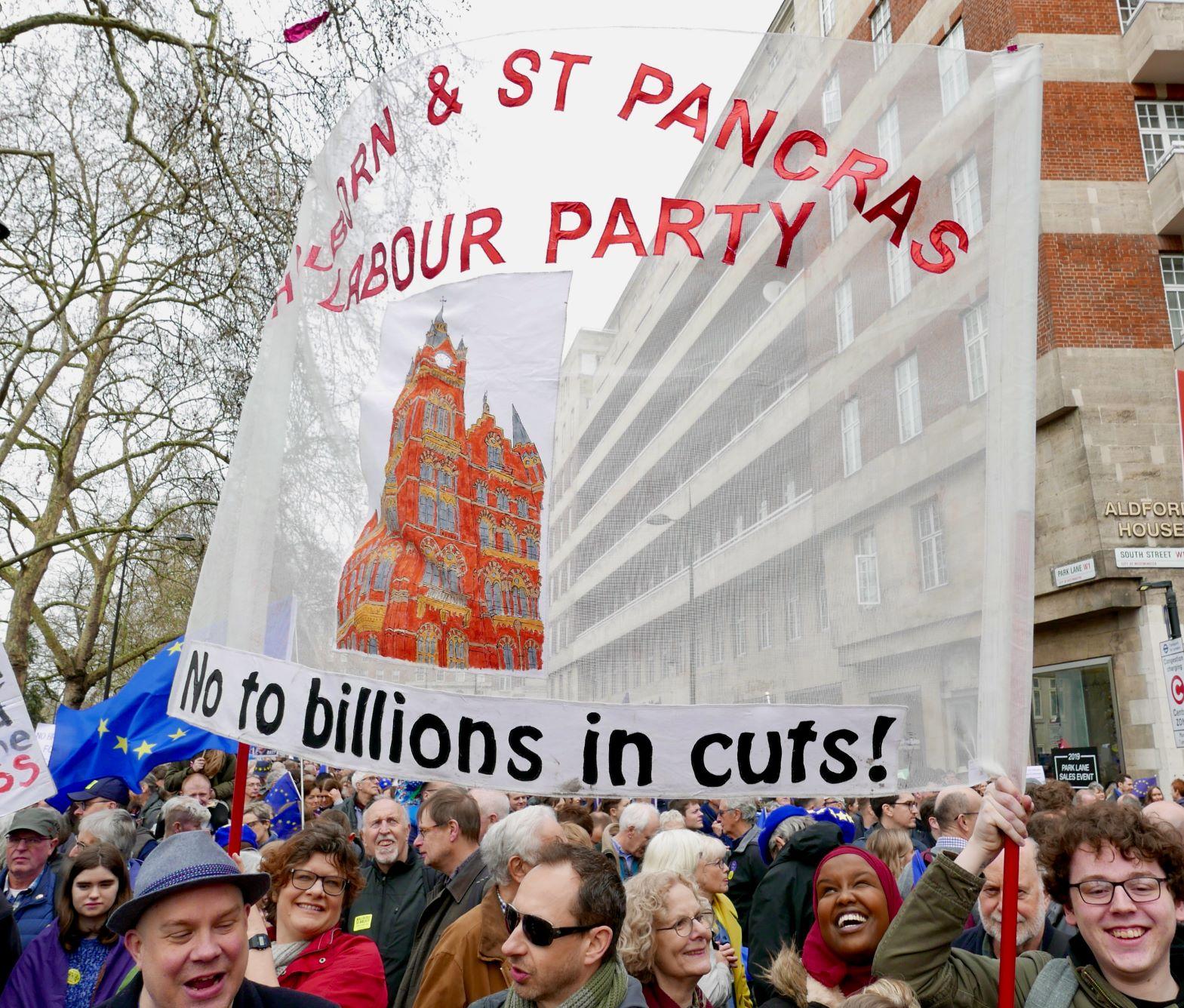Holborn and St Pancras CLP Banner on a march